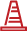 pictogramme rouge représentant les contours d'un cône de signalisation de travaux